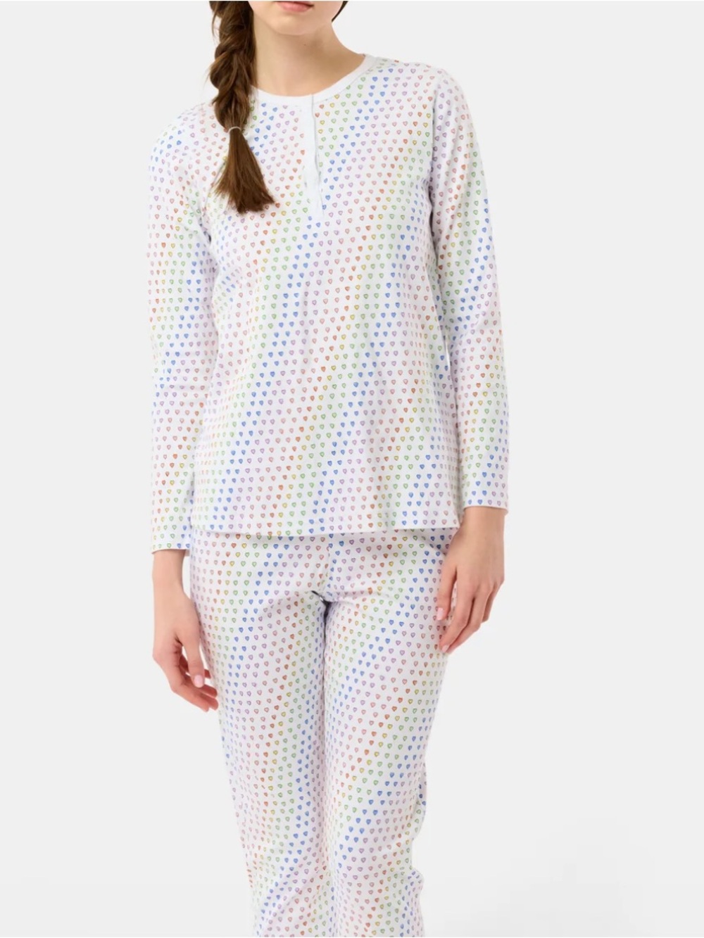 Roller Rabbit Kids White Pajama Set with Multicolor Heart Dots